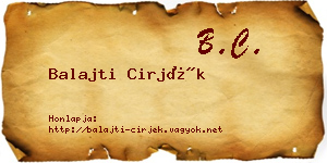 Balajti Cirjék névjegykártya